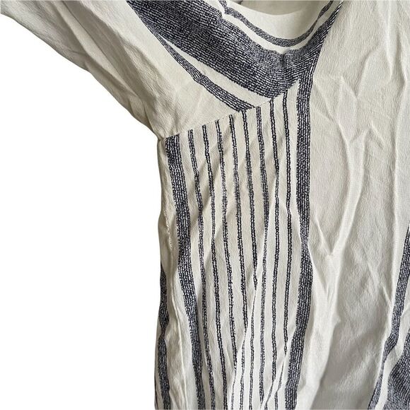 JOIE Silk Striped Popover Blouse Blue White L - Picture 5 of 10